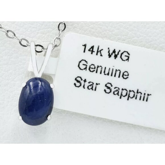 Genuine 1.40 Cts Star Sapphire Pendant 14k White Gold